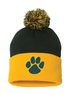Westminster Wildcats Football Pom-Pom Cuffed Beanie Green/Gold PAW Design